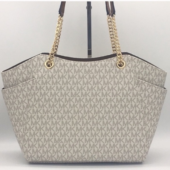 MICHAEL KORS LG CHAIN SHOULDER TOTE VANILLA - Picture 10 of 16